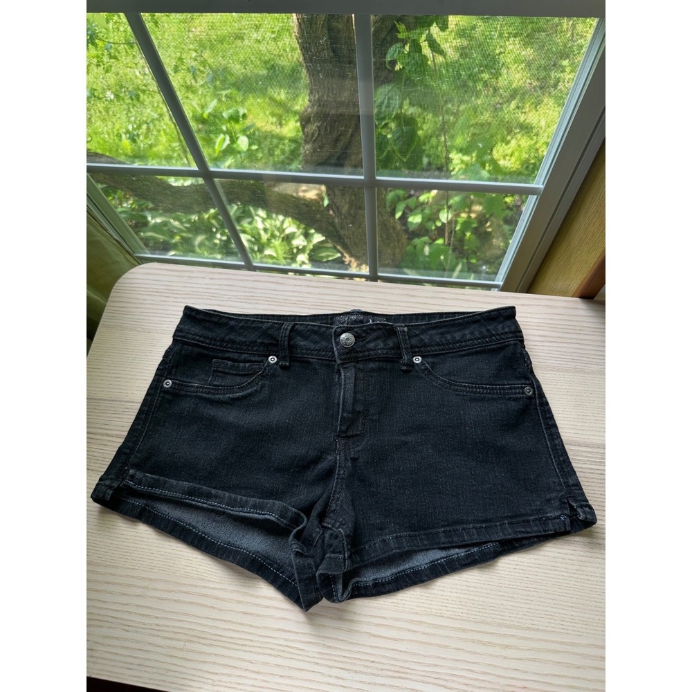 Dots vintage Womens Black Denim Y2K Shorts Size 9 Stretch Mini Grunge Micro Edgy
